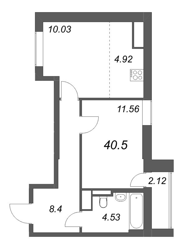 1 ккв 40,5 м²