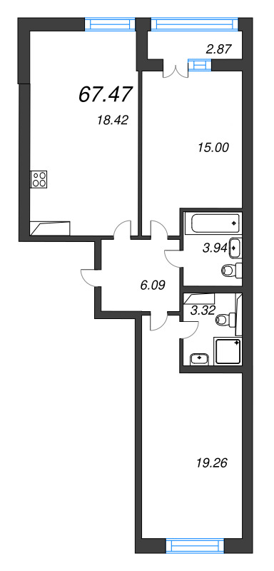 3 ккв (Евро) 67,5 м²