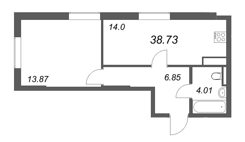 1 ккв 38,7 м²