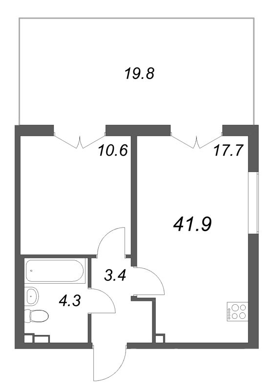 2 ккв (Евро) 41,9 м²