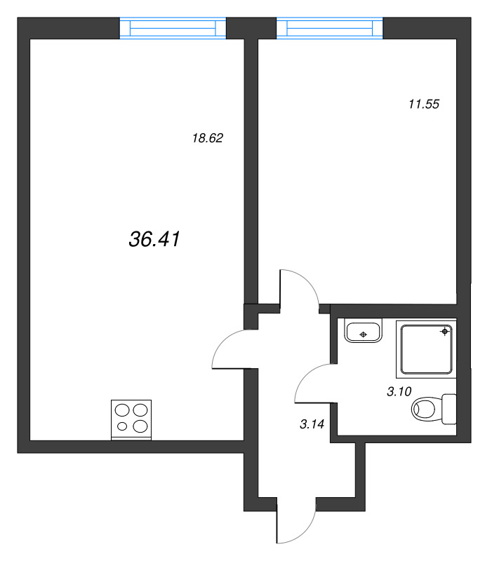 2 ккв (Евро) 36,4 м²