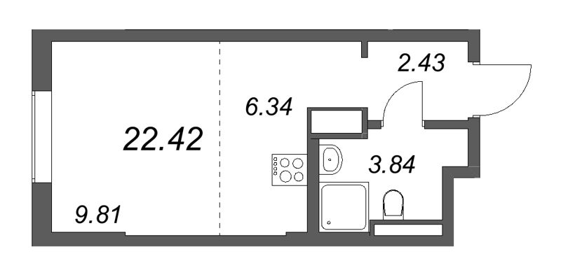 Студия 22,4 м²