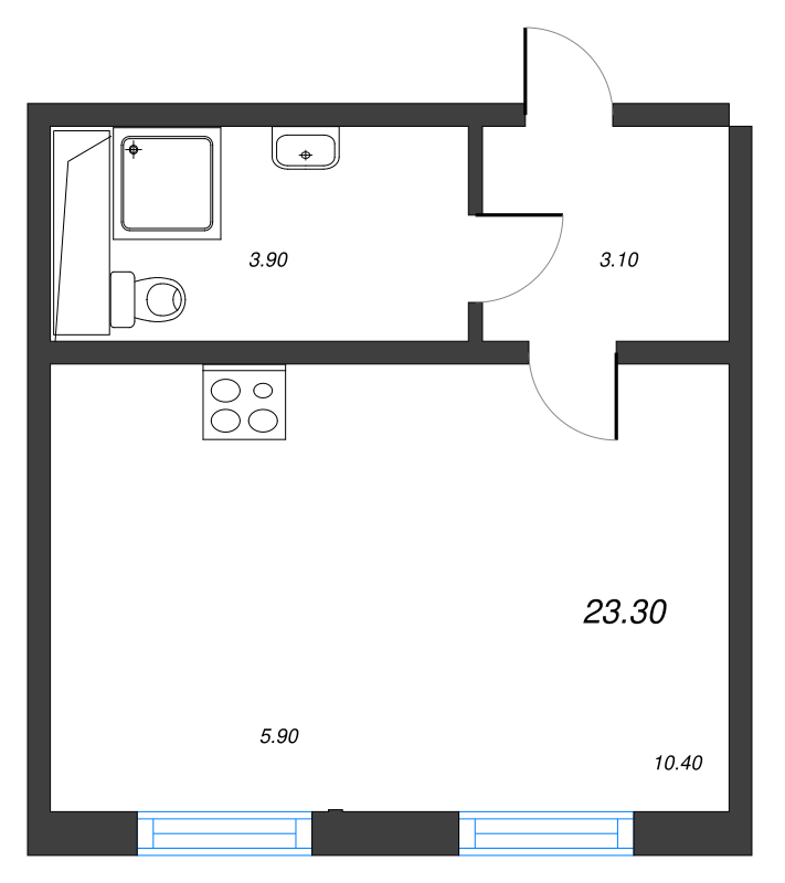 Студия 22,9 м²