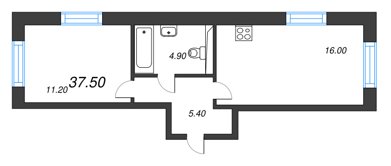 2 ккв (Евро) 37,5 м²