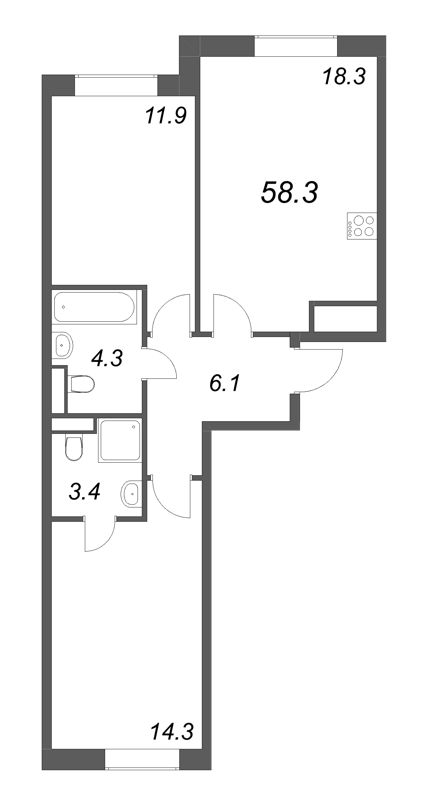 3 ккв (Евро) 58,3 м²
