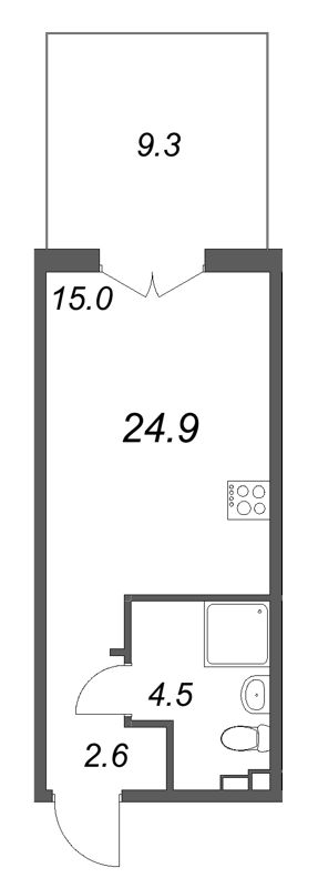 Студия 24,9 м²
