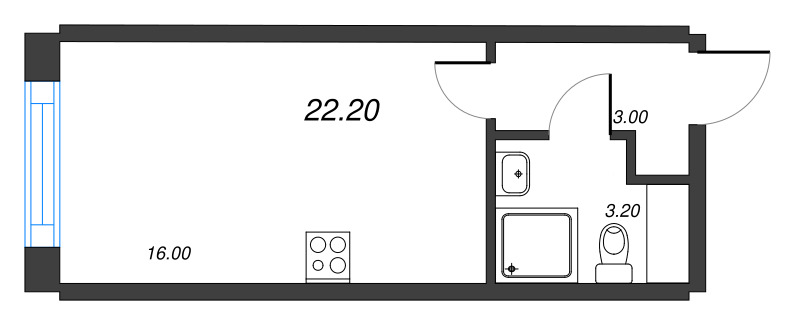 Студия 22,2 м²