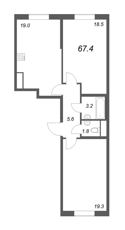 3 ккв (Евро) 65,2 м²