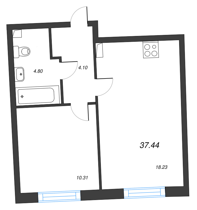 2 ккв (Евро) 37,4 м²