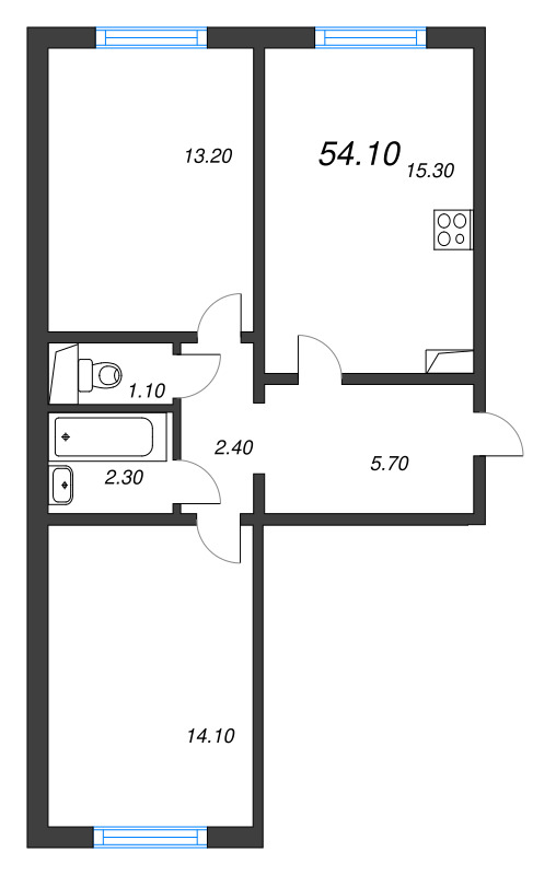 3 ккв (Евро) 54,1 м²