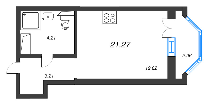 Студия 21,3 м²