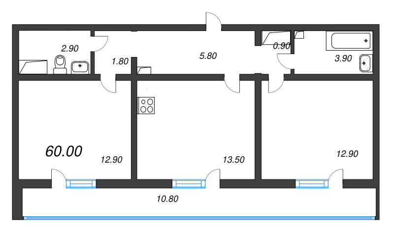 2 ккв 60 м²