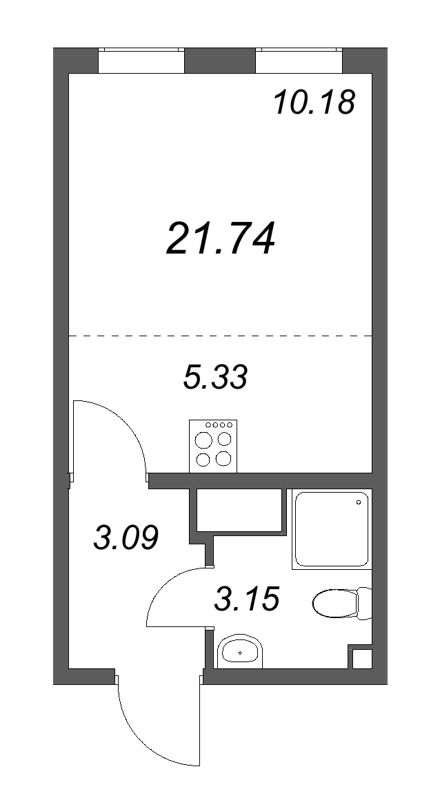 Студия 21,7 м²