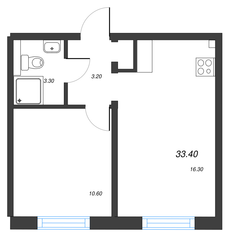 2 ккв (Евро) 33,4 м²