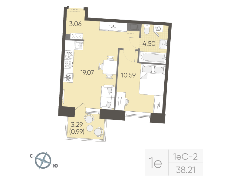 2 ккв (Евро) 38,2 м²