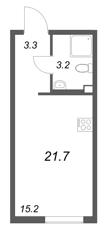 Студия 21,7 м²