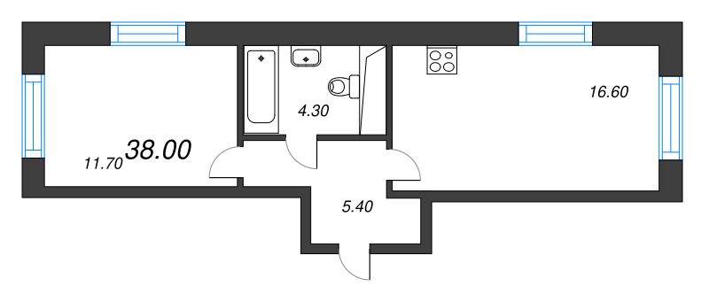 2 ккв (Евро) 38 м²