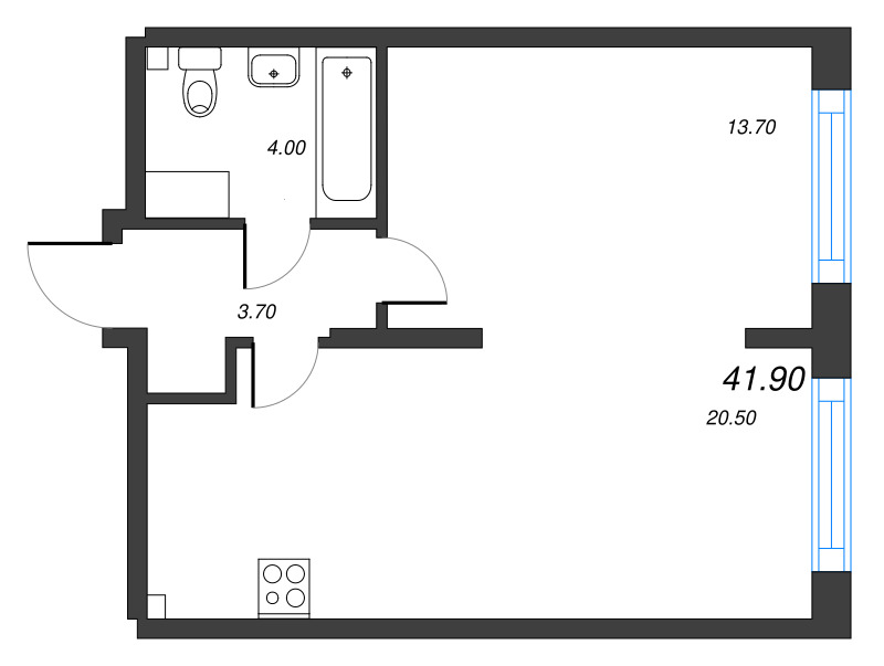 2 ккв (Евро) 41,9 м²