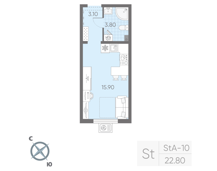 Студия 22,8 м²