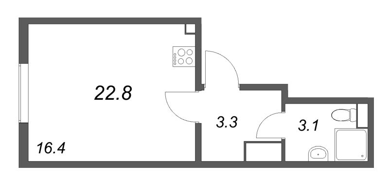 Студия 24 м²