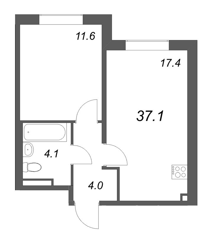 2 ккв (Евро) 37,1 м²
