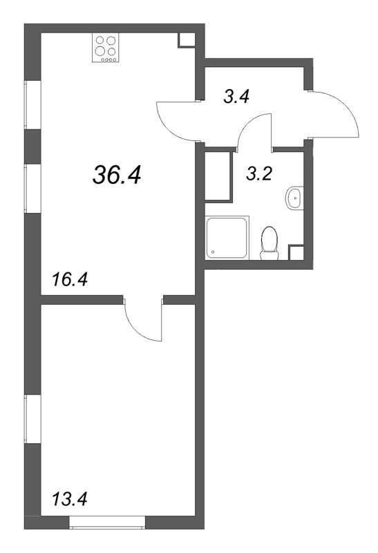 2 ккв (Евро) 36,4 м²