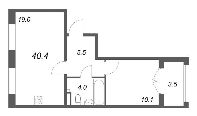 2 ккв (Евро) 40,4 м²
