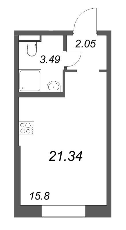 Студия 21,3 м²