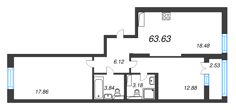 3 ккв (Евро) 63,6 м²