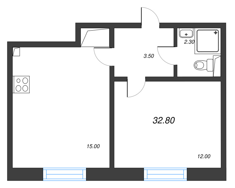 2 ккв (Евро) 32,8 м²