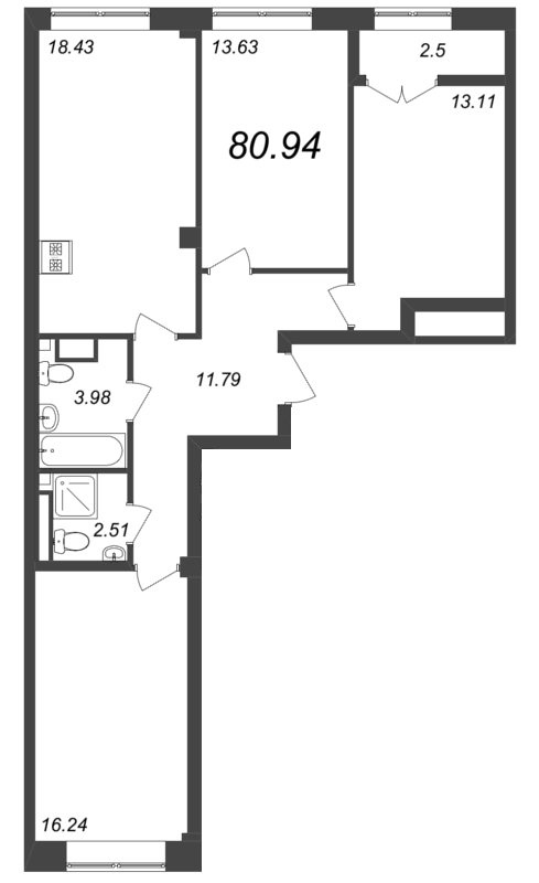 4 ккв (Евро) 80,8 м²