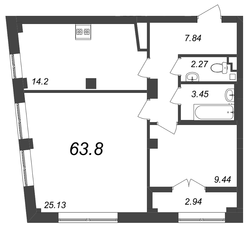 2 ккв 64 м²