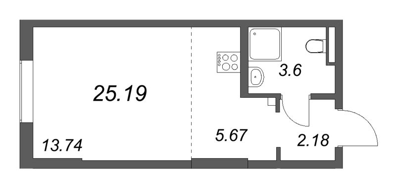 Студия 25,2 м²