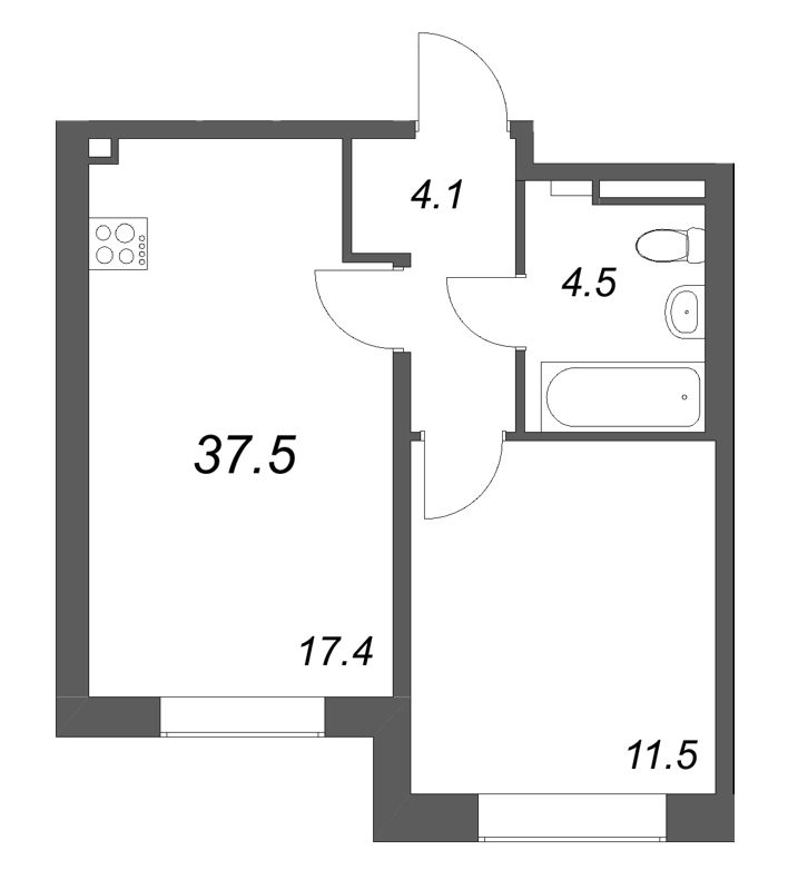 2 ккв (Евро) 37,5 м²