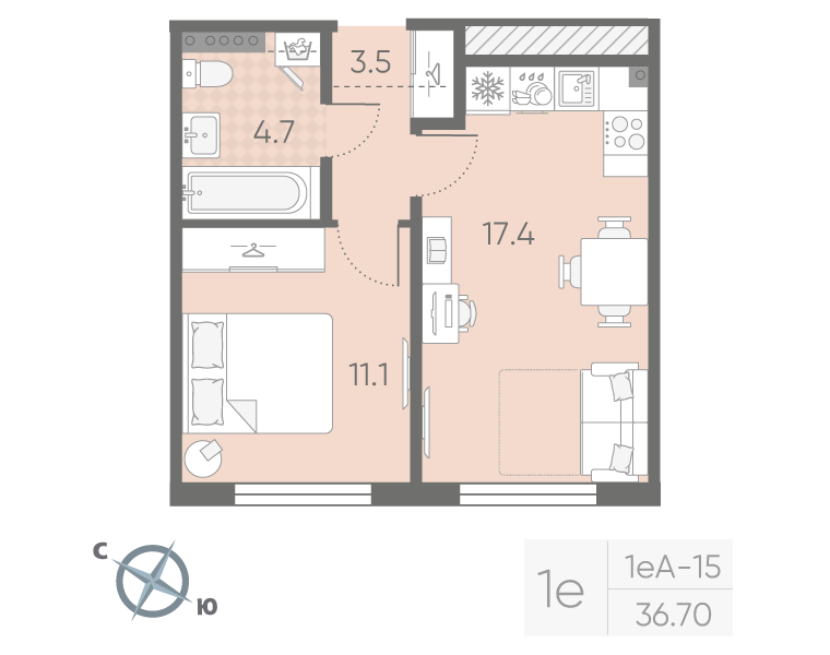 2 ккв (Евро) 36,7 м²