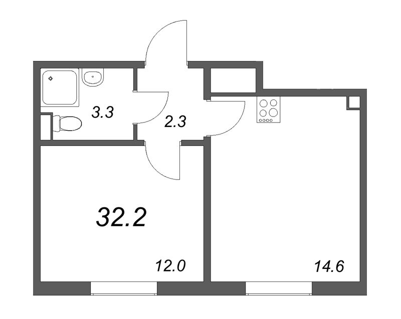 1 ккв 32,2 м²