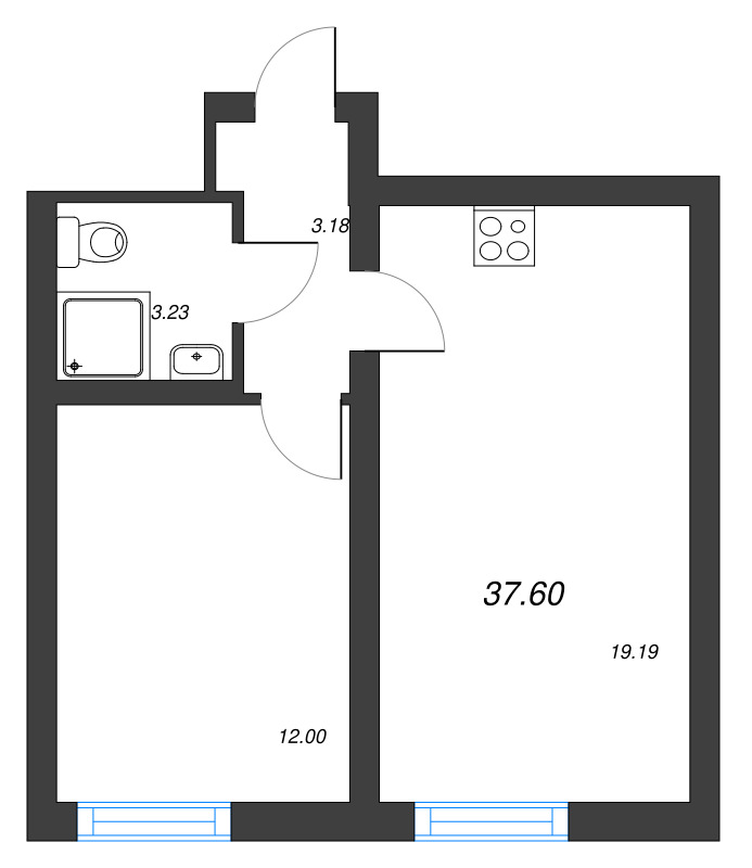 2 ккв (Евро) 37,6 м²