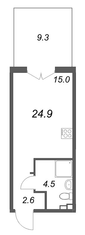 Студия 24,9 м²