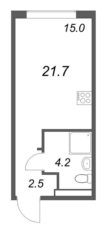 Студия 21,7 м²