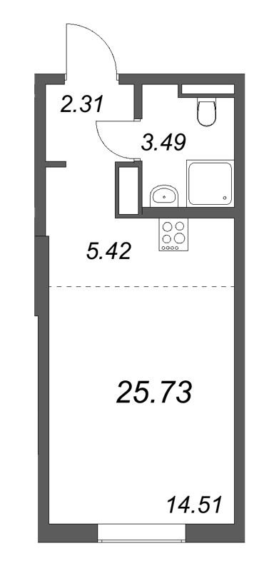 Студия 25,7 м²