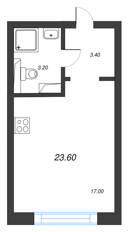 Студия 23,6 м²
