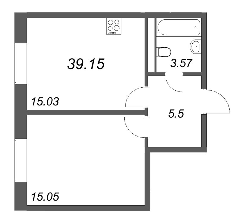 2 ккв (Евро) 39,2 м²