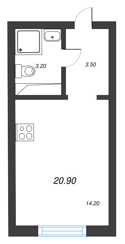 Студия 20,9 м²