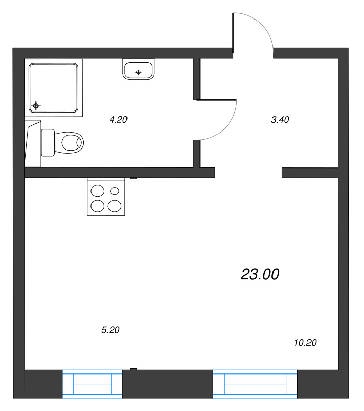 Студия 23 м²