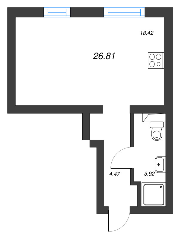 Студия 26,8 м²