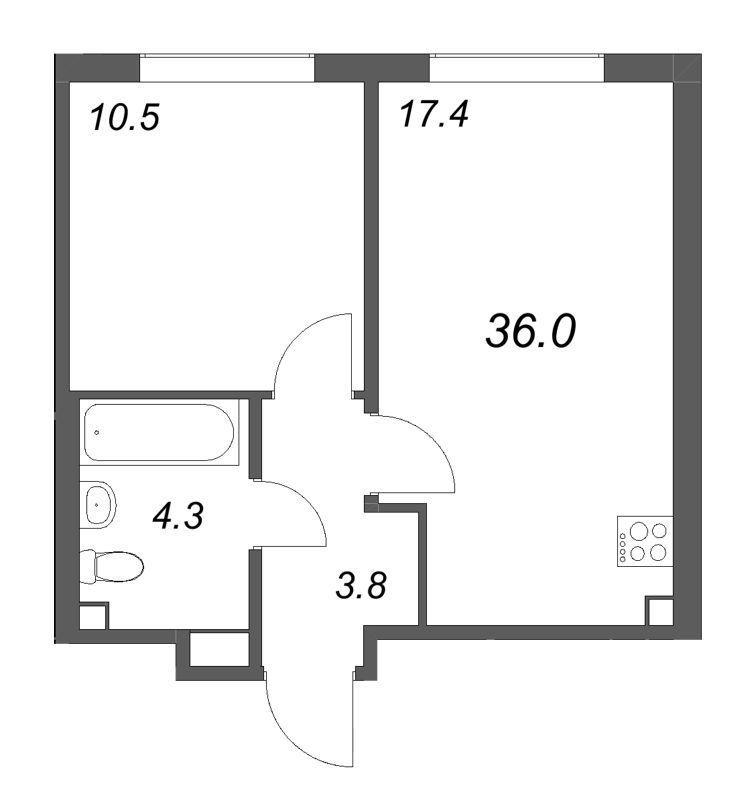 2 ккв (Евро) 36 м²