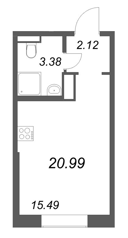 Студия 21 м²