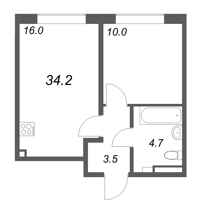 2 ккв (Евро) 34,2 м²