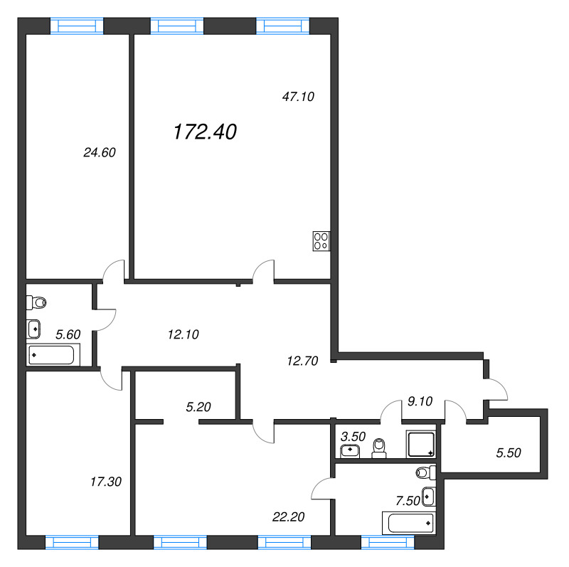 4 ккв (Евро) 172,4 м²