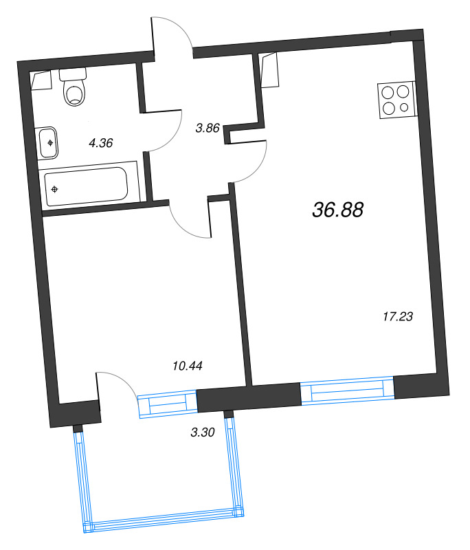 2 ккв (Евро) 36,9 м²